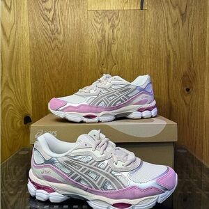 ASICS Women's Pink and White Sneakers